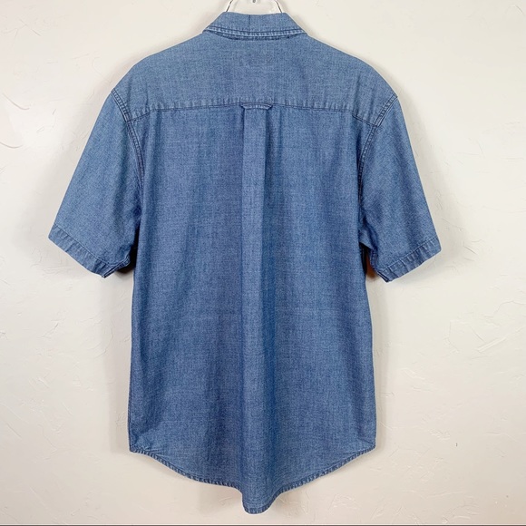 EDDIE BAUER SS Denim Chambray Pocket Shirt S - Picture 3 of 4